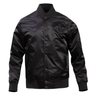 Jacksonville jaguars triple black satin varsity black jacket