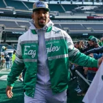 Philadelphia Eagles Jalen Hurts Script Green Satin Jacket