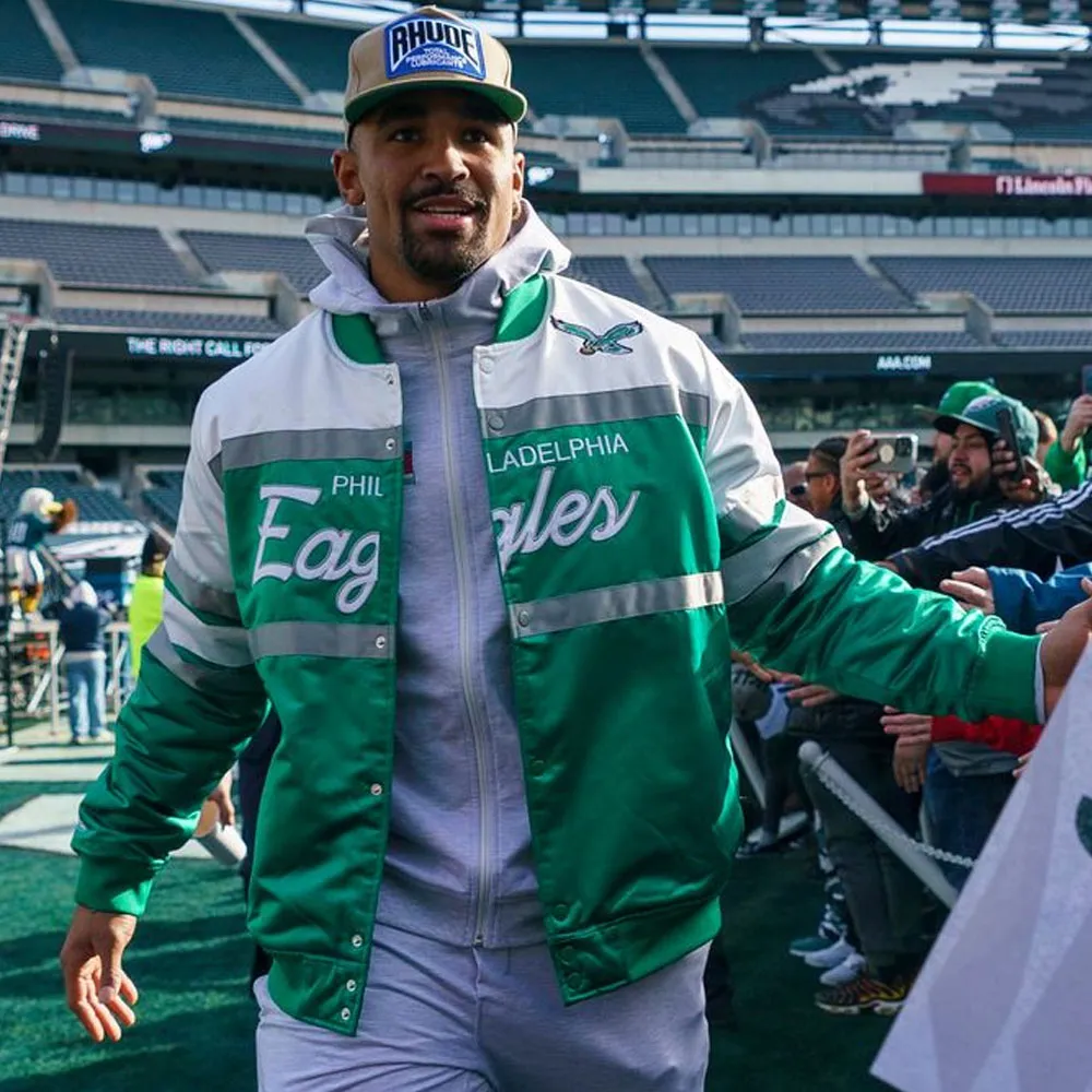 Jalen hurts philadelphia eagles green white jacket