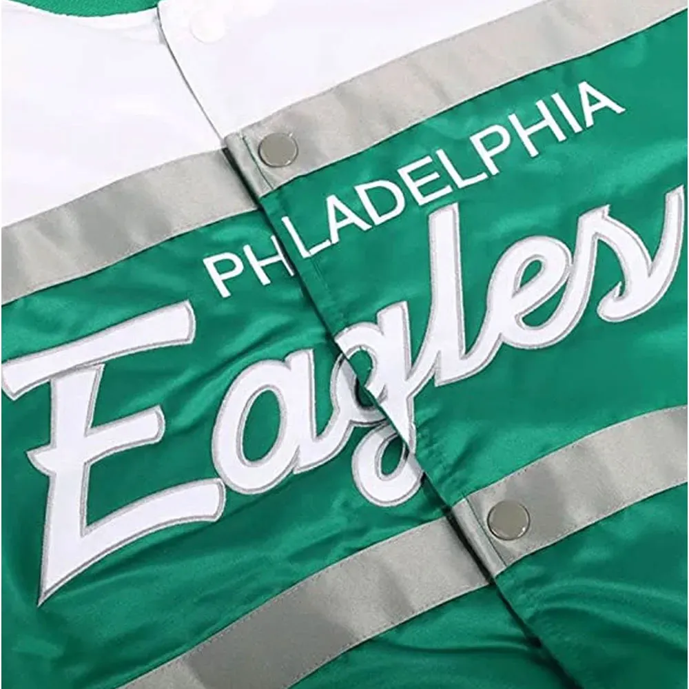 Jalen hurts philadelphia eagles script satin jacket