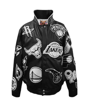 Jeff hamilton limited edition 50th anniversary of hip hop nba collage black white leather jacket 1