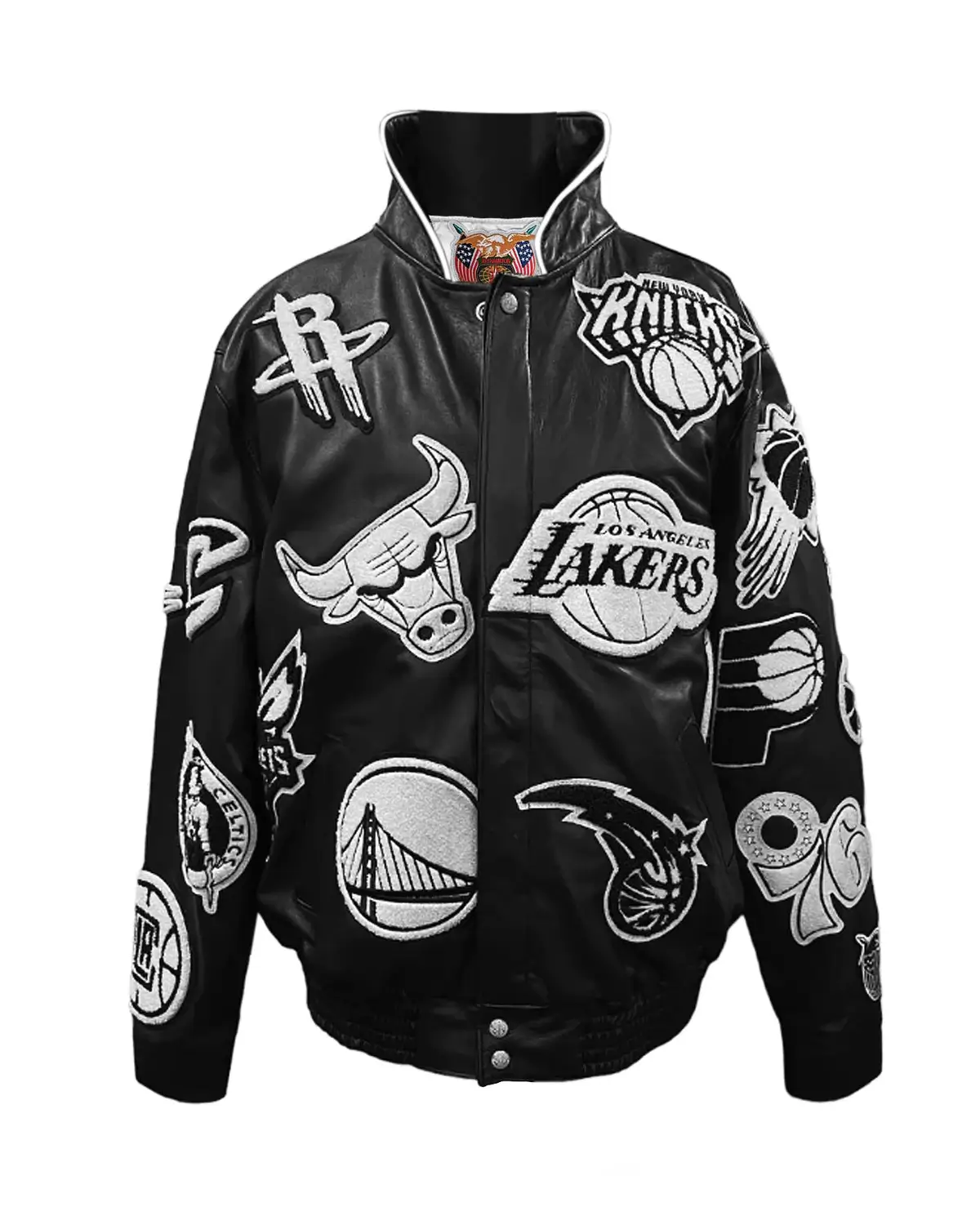 Jeff hamilton limited edition 50th anniversary of hip hop nba collage black white leather jacket 1