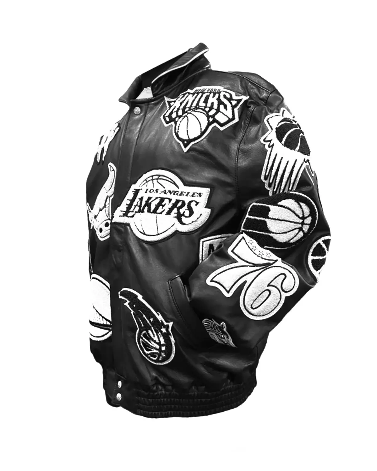 Jeff hamilton limited edition 50th anniversary of hip hop nba collage black white leather jacket 2