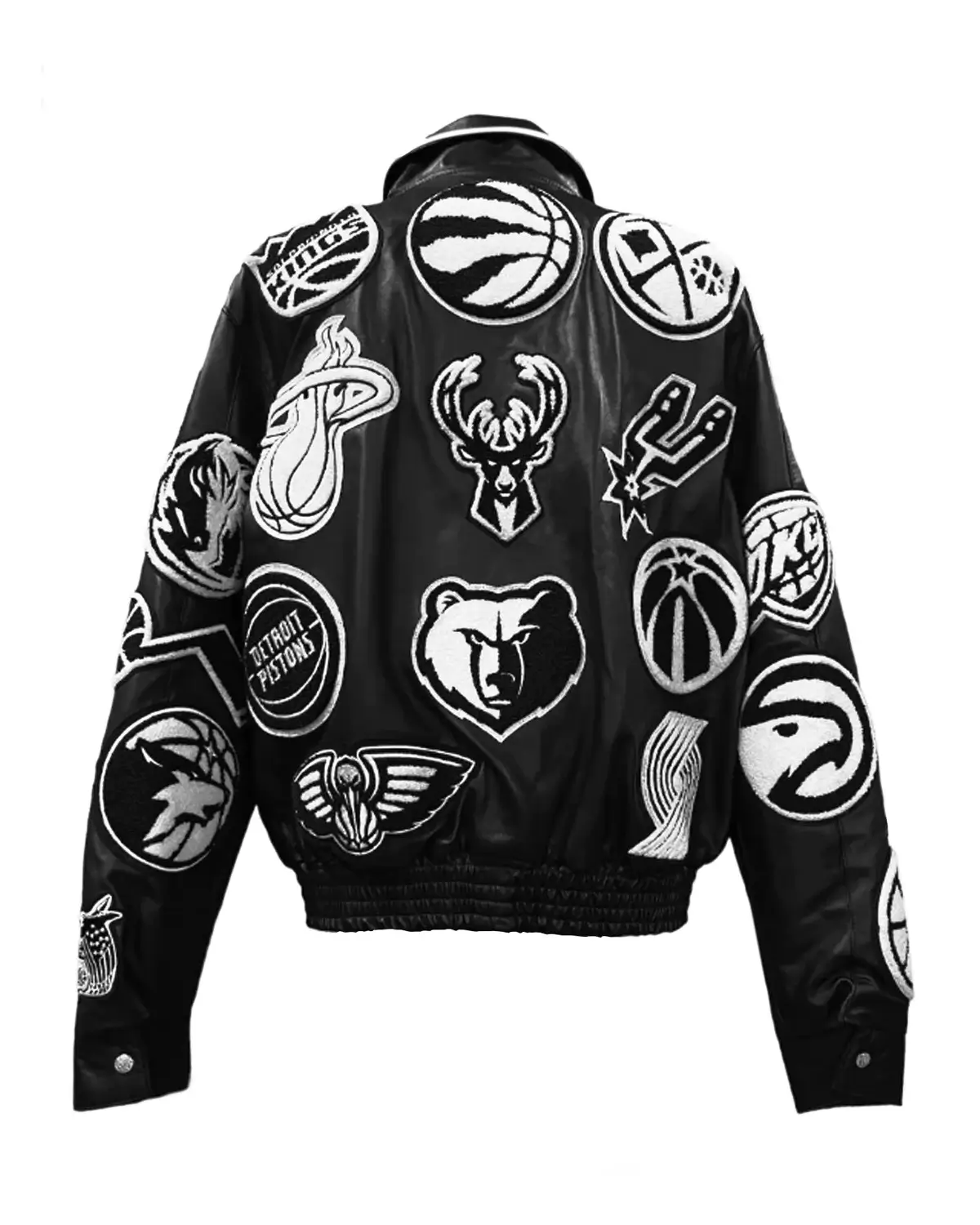 Jeff hamilton limited edition 50th anniversary of hip hop nba collage black white leather jacket 3