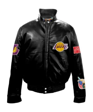 Jeff hamilton los angeles lakers full black leather jacket 1