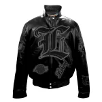Los Angeles Lakers Old English Full Black Leather Jacket