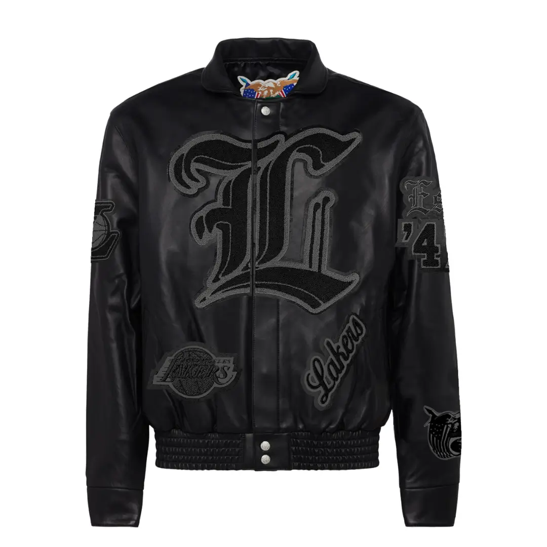 Jeff hamilton los angeles lakers full black leather jacket 5