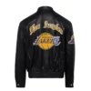 Jeff hamilton los angeles lakers puffer full black leather jacket 2