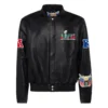 Jeff hamilton super bowl lvii full snap black leather jacket 1