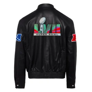 Jeff hamilton super bowl lvii full snap black leather jacket 2