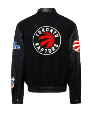 Jeffhamilton x toronto raptors black wool leather jacket 2