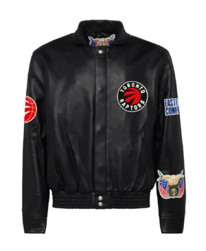Jeffhamilton x toronto raptors full black leather jacket 1