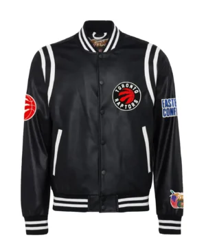 Jeffhamilton x toronto raptors vegan black white leather jacket 01