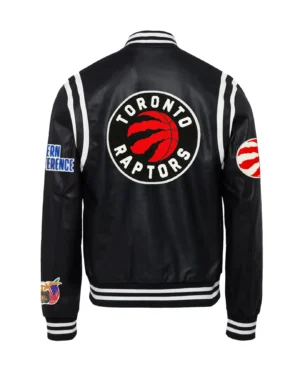 Jeffhamilton x toronto raptors vegan black white leather jacket 02