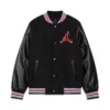 Jordan womens black wool leather varsity jacket 1