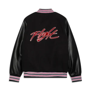 Jordan womens black wool leather varsity jacket 2
