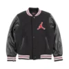 Jordan womens black wool leather varsity jacket 4