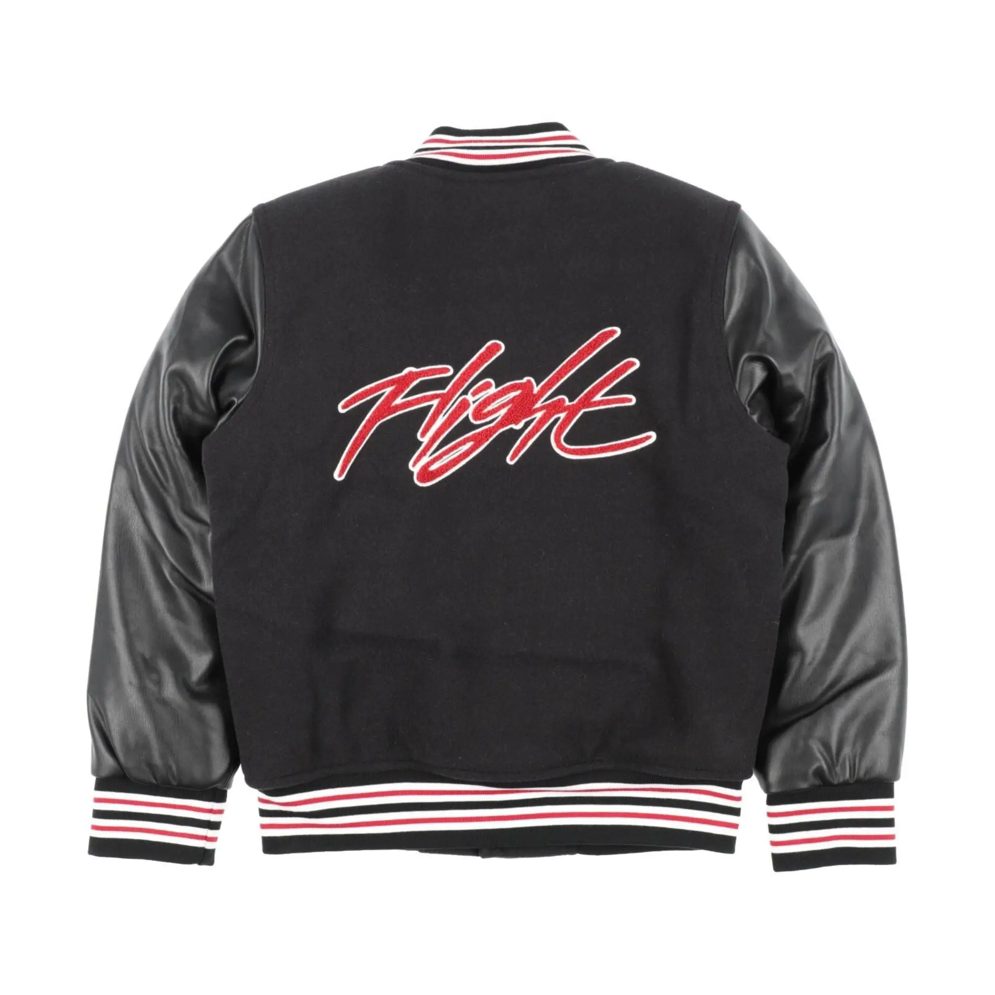Jordan womens black wool leather varsity jacket 5