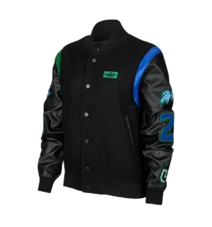 Jordan x aleali may black wool leather varsity jacket 1