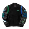 Jordan x aleali may black wool leather varsity jacket 3