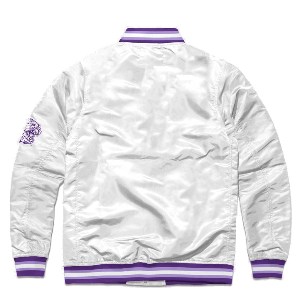 K state wildcats script full snap satin varsity jacket white 1 1