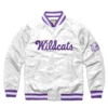 K state wildcats script full snap satin varsity jacket white 1