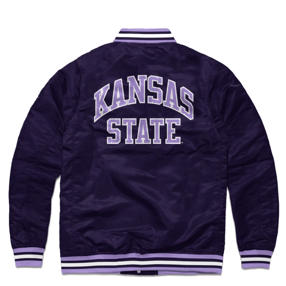 K state willie wildcat full snap vintage varsity jacket navy 1 1