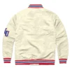Kansas circus font full snap satin varsity jacket cream 1 1