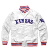 Kansas circus font full snap satin varsity jacket white 1