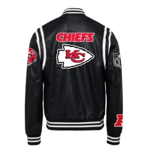 Kansas city chiefs full real leather varsity jacket black 2