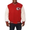 Kansas city chiefs genuine wool leather varsity jacket red white 1