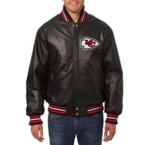 Kansas city chiefs leather varsity jacket black 1