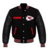Kansas city chiefs letterman black wool and leather varsity jacket 2