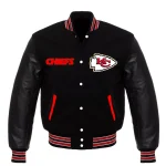 Kansas City Chiefs Letterman Wool/Leather Black Jacket