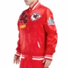 Kansas city chiefs mashup full snap satin varsity jacket red 1