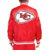 Kansas city chiefs mashup full snap satin varsity jacket red 3
