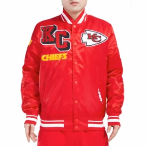 Kansas city chiefs mashup full snap satin varsity jacket red 4