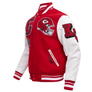Kansas city chiefs pro standard mashup wool and leather varsity jacket 1
