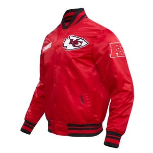 Kansas city chiefs pro standard retro classic red satin varsity jacket 1