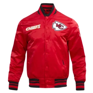 Kansas city chiefs pro standard retro classic red satin varsity jacket 2