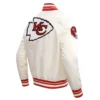Kansas city chiefs pro standard retro classic white satin varsity jacket 3