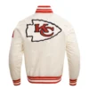 Kansas city chiefs pro standard retro classic white satin varsity jacket 4