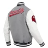 Kansas city chiefs pro standard script tail grey and white varsity jacket 3
