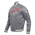 Kansas City Chiefs Script Tail Grey Satin Jacket