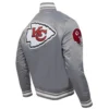 Kansas city chiefs pro standard script tail grey satin varsity jacket 3