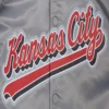Kansas city chiefs pro standard script tail grey satin varsity jacket 5