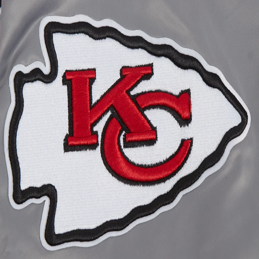 Kansas city chiefs pro standard script tail grey satin varsity jacket 7