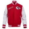 Kansas city chiefs pro standard script tail wool and leather varsity jacket 2