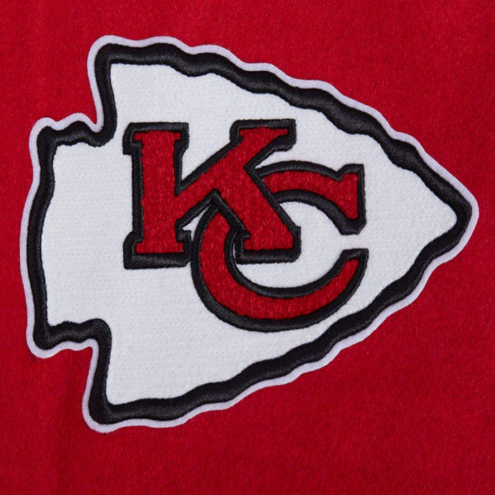 Kansas city chiefs pro standard script tail wool and leather varsity jacket 5