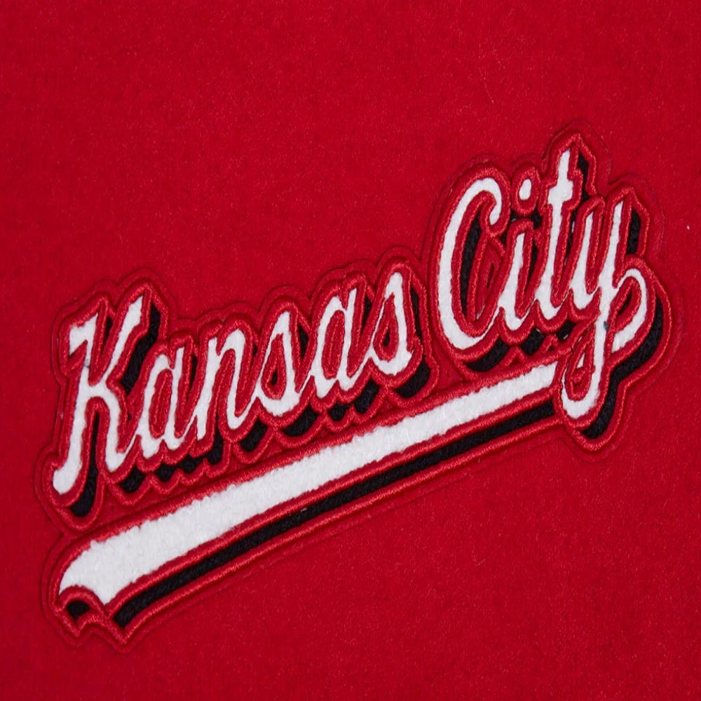 Kansas city chiefs pro standard script tail wool and leather varsity jacket 6